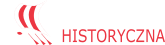 Logo Odysei- grecka łódź i napis Odyseja Historyczna